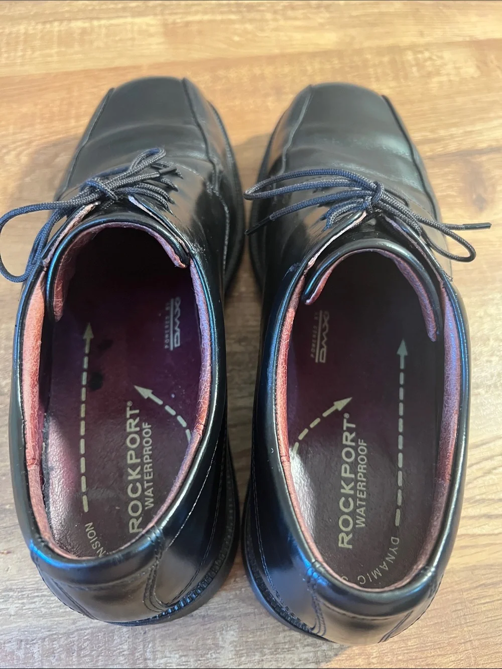 Rockport Waterproof Black Leather Lace-Up Oxford Dress Shoes Dynamic Suspension